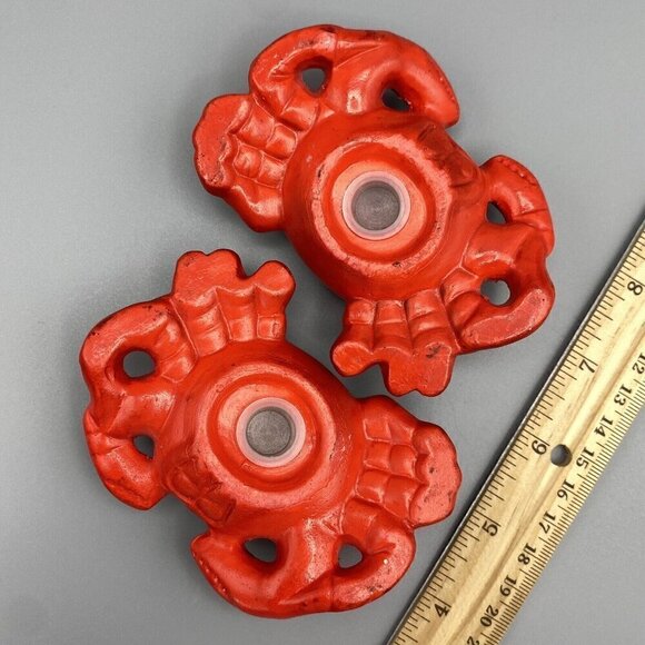 Red Crab Salt and Pepper Shakers Anthropomorphic Vintage Kitchen MCM MAINE - Picture 3 of 4